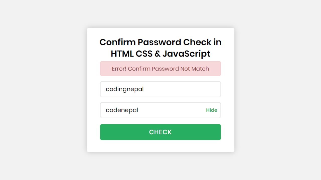 Html password. Confirm password. Confirm password Error. Валидация пароля. Пароль html js.