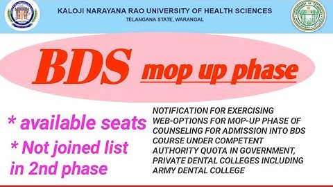 KNRUHS- BDS WEB-OPTIONS FOR MOP-UP PHASE OF COUNSELING FOR ADMISSION INTO BDS COURSE UNDER CQ