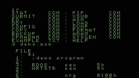 Writing and assembling code on a Z80 CP/M machine