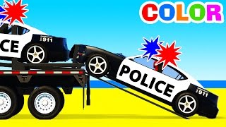 Color Police Cars Transportation & Learn Numbers with Superhero Educational Video w Colors for Kids