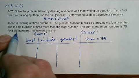 CPM CC3 Section 1.1.3 #1-20 (Guess and Check -  5D Process)