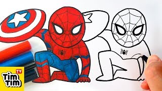 How to draw Cute SPIDER-MAN CIVIL WAR | Easy step-by-step for kids ...