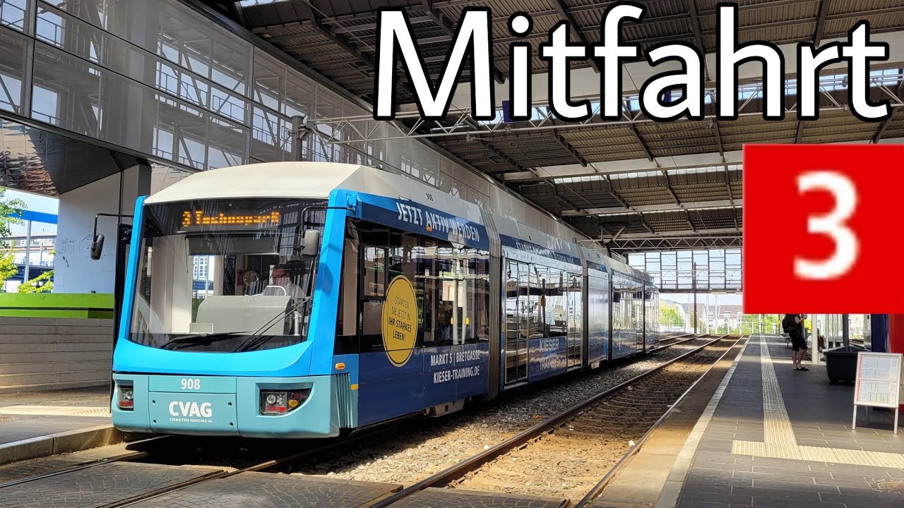Straßenbahn Chemnitz | Mitfahrt in der Variobahn auf der Linie 3 | Hauptbahnhof - Technopark