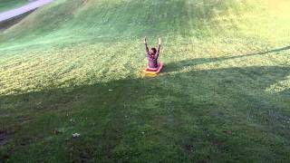 Grass sledding at the Ottauquechee Farm