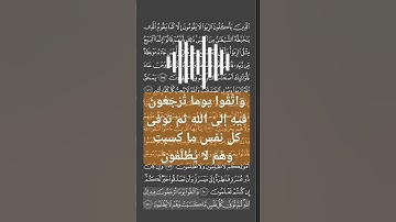 وَاتَّقُوا يوما تُرْجَعُونَ فِيهِ إلى الله ثم توفى كل نفس ما كسب | سورة البقرة | القارئ احمد غالب