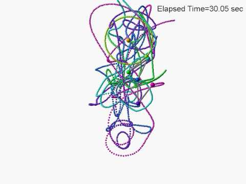 Sextuple (6) pendulum starting from vertical position / simulation / chaos