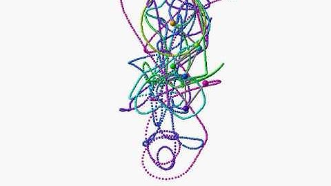 Sextuple (6) pendulum starting from vertical position / simulation / chaos