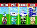 Minecraft Battle: POLICE STATION HOUSE BUILD CHALLENGE - NOOB vs PRO vs HACKER vs GOD / Animation