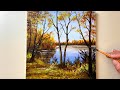 How to Paint Autumn Landscape / Acrylic Painting for Beginners