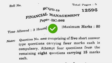 2019 Kuk BCom 5th Sem Financial Management Question Paper