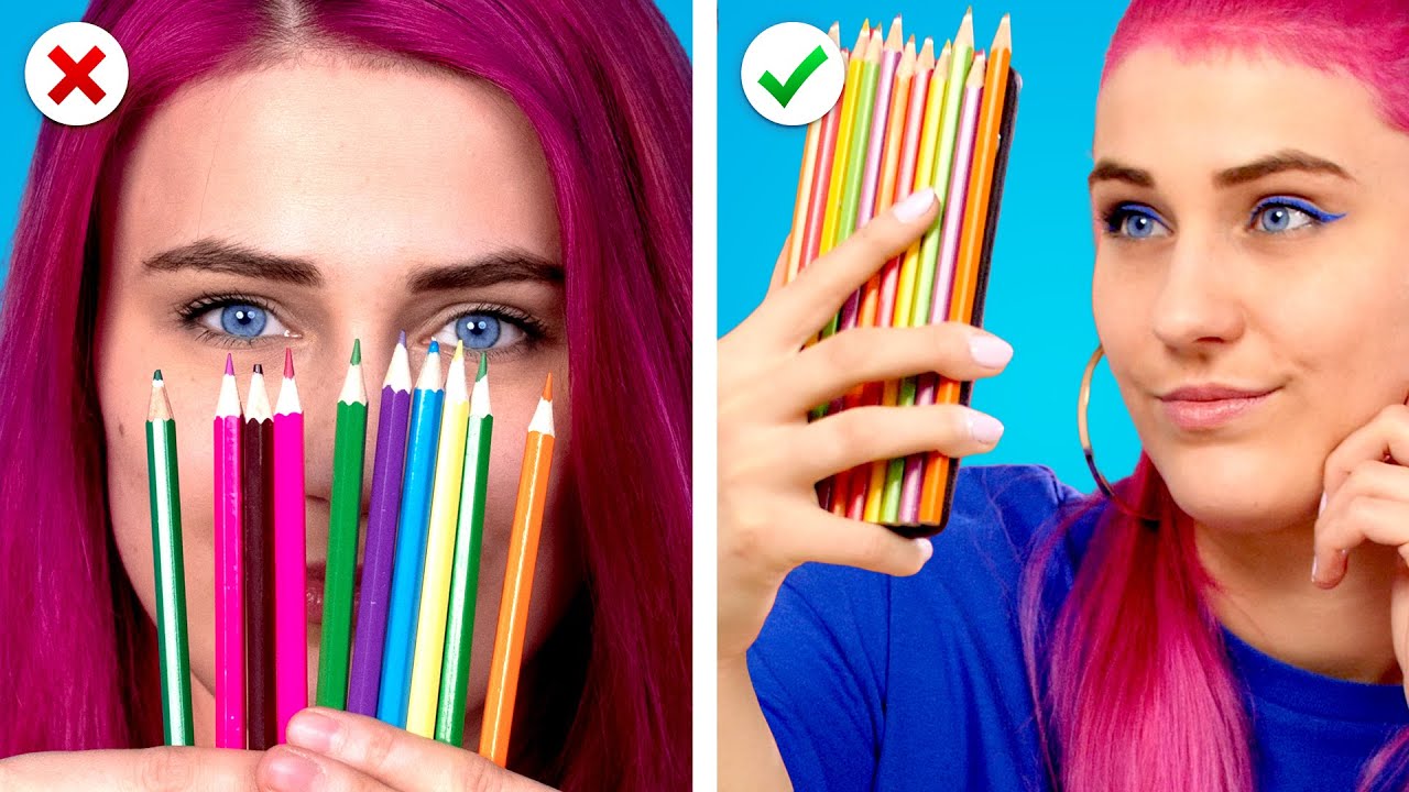 SUPER COLORFUL SCHOOL HACKS! |11 TIPS SEKOLAH UNIK NAN MENARIK: IDE DIY PERLENGKAPAN SEKOLAH