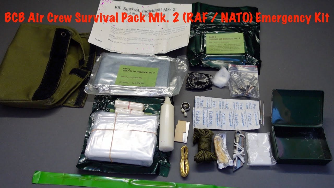 RAF Aircraft Standard Ejector Air Crew Pilots Survival Kit Mk. 2 (RAF/NATO) Emergency  Kit from 1989. 