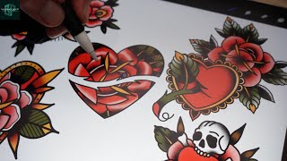 5  Easy Heart and Roses Designs | How to Draw a Tattoo Design