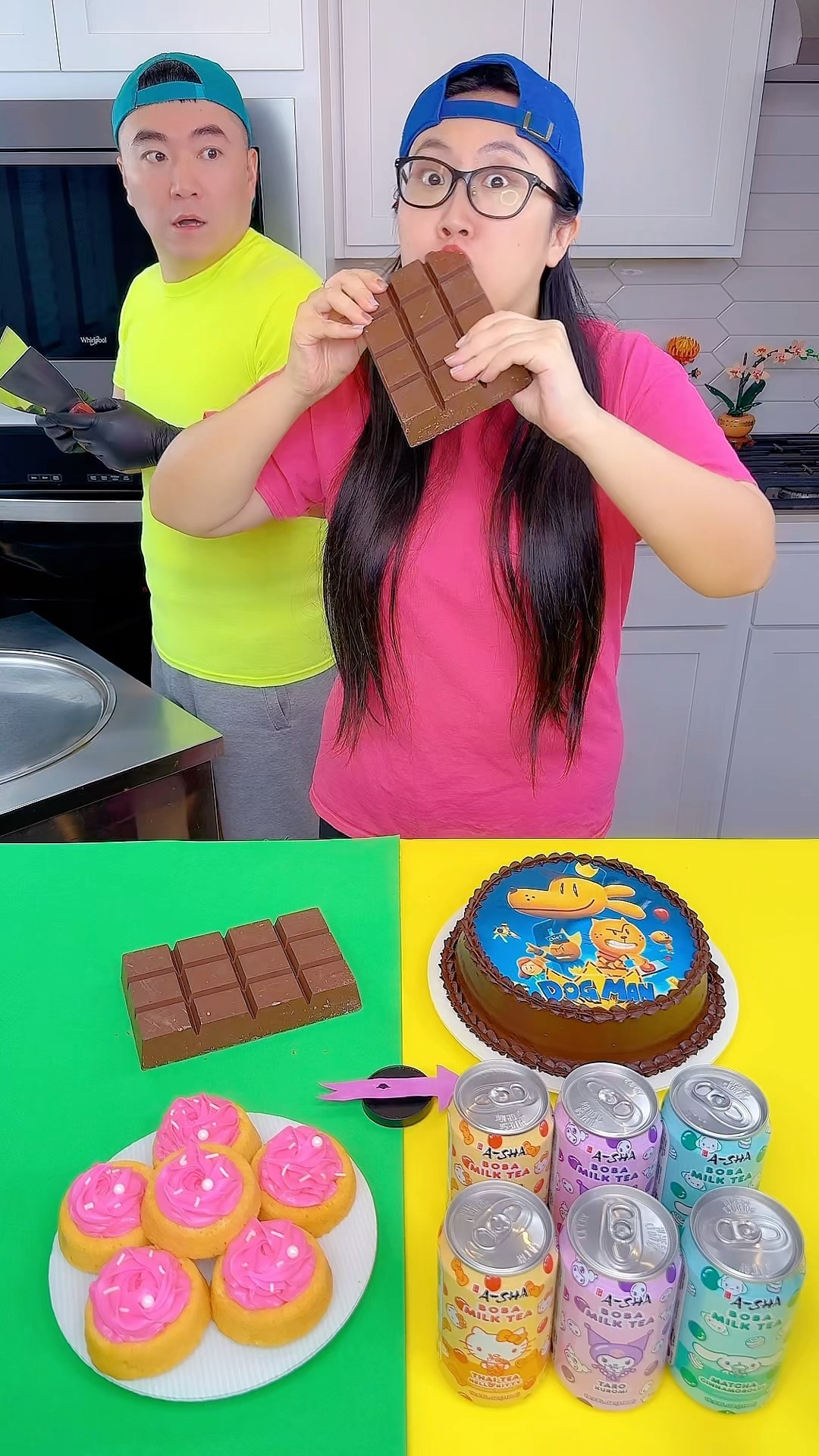 Dog Man cake VS pink cake ice cream challenge!? #dogman #funny by Ethan Funny Family