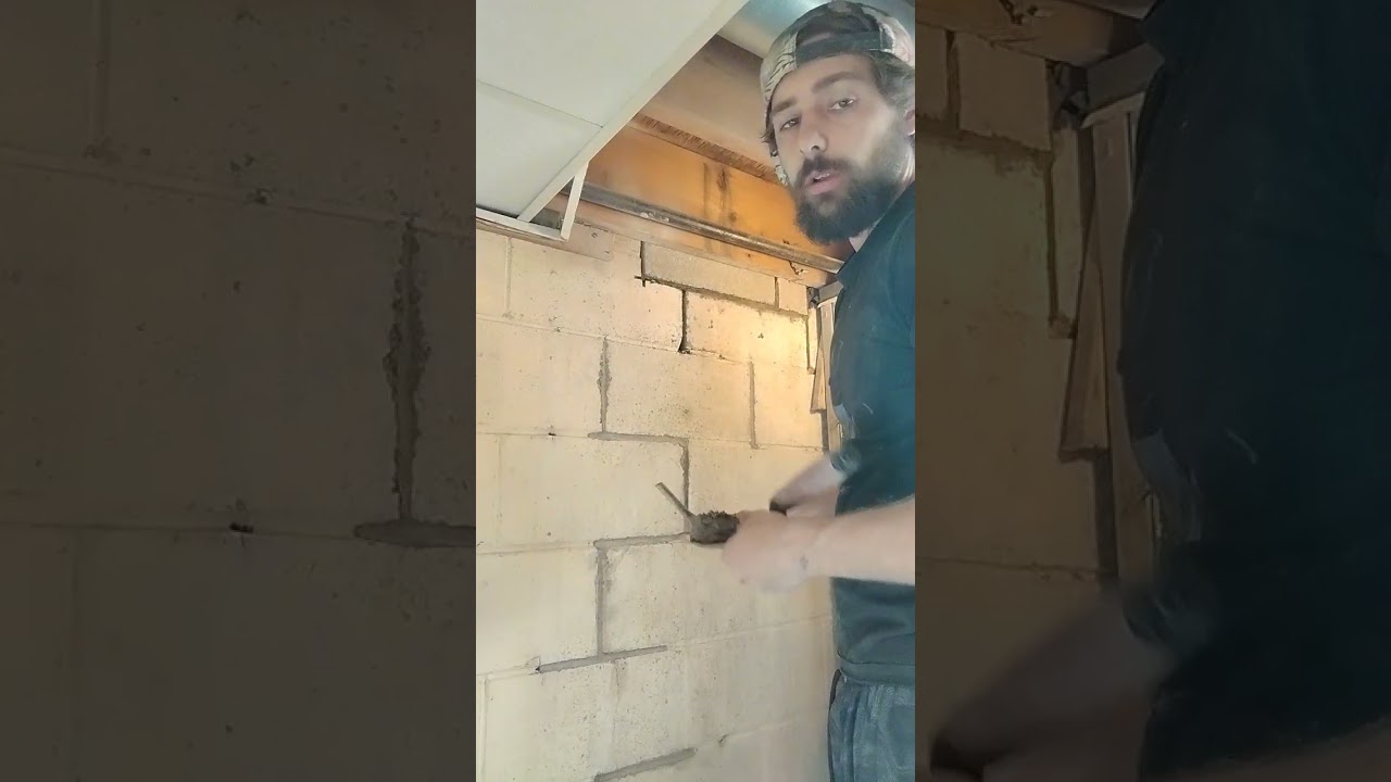 Layed in a couple blocks had to custom cut an tuckpointing dry locking!!! the next video stay tuned