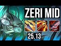 ZERI vs AKSHAN (MID) | 11/3/5 | EUW Master | 25.13