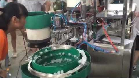 MICmachinery export India glue filling and capping machine with 3 vibrating plate up bottle and cap