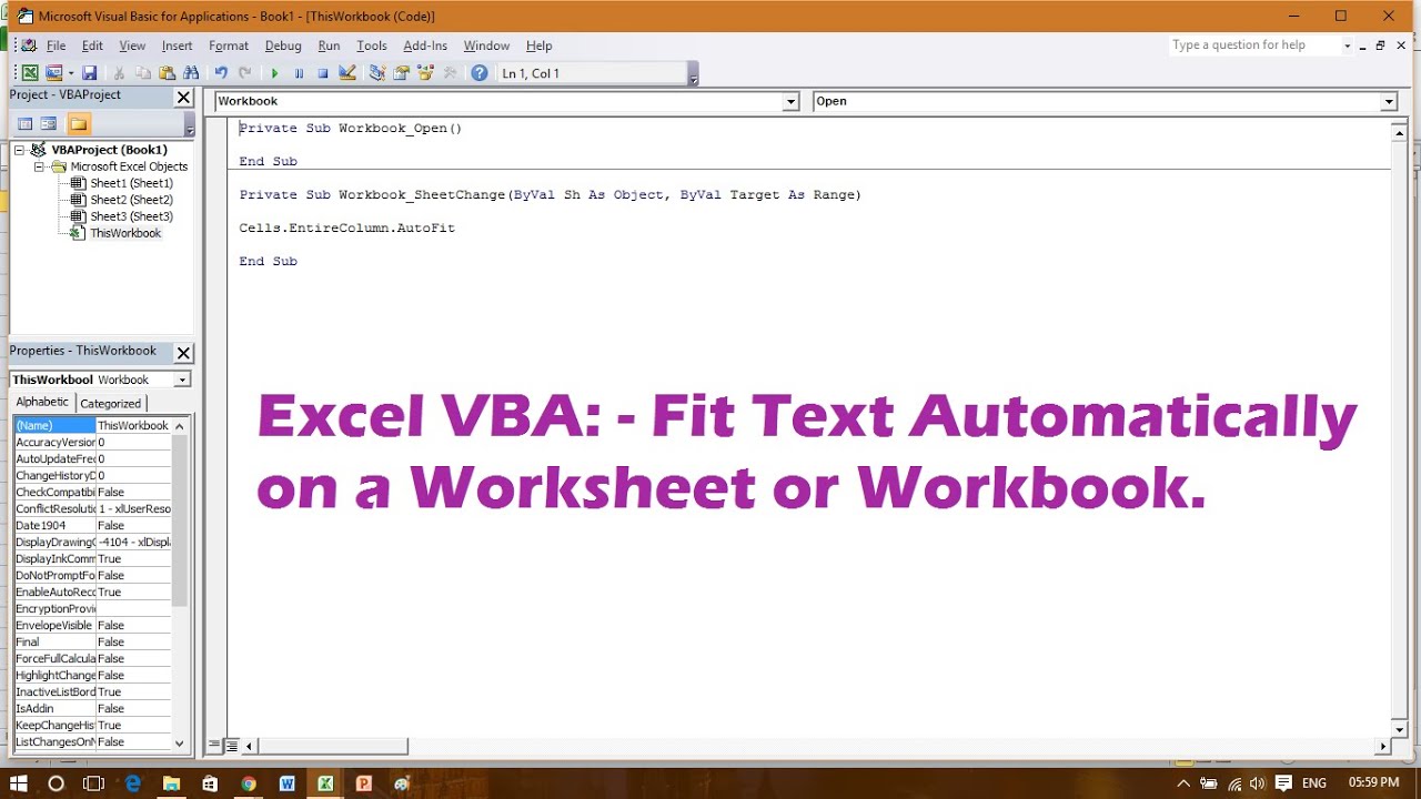 Excel Vba Autofit Cell Content Youtube