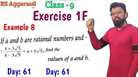 If a and b are rational numbers and 4+3√5/4-3√5=a+b√5, Rs Aggarwal Class 9 Exercise 1F Example 8
