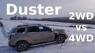 Dacia Duster 2WD vs 4WD on snow.