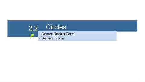 College Algebra 2.2 Circles
