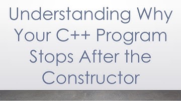 Understanding Why Your C+ +  Program Stops After the Constructor