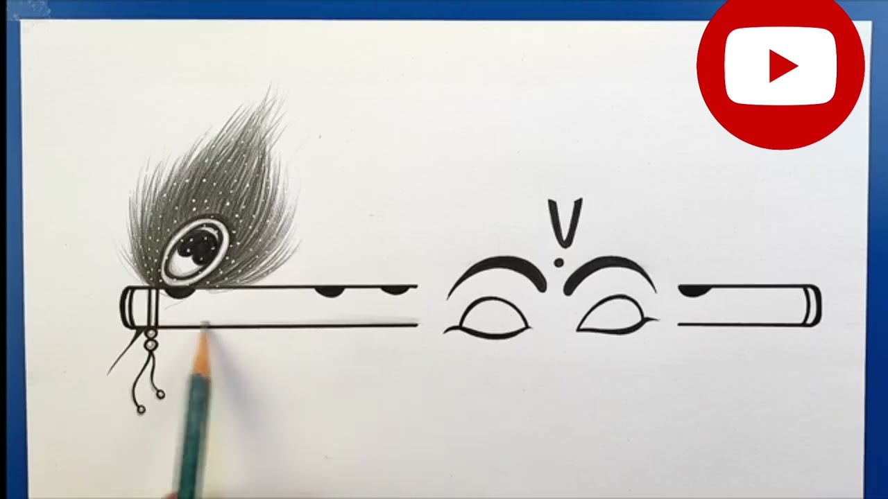 How To Draw Krishna Flute And Eyes | Step By Step | Tutorial | Pencil Sketch For Beginners
