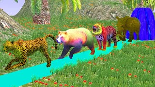 Paint Animals Wolf Tiger Bufalo Gorila Lion Elephant Bear Fountain Crossing Animal Game New