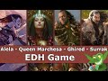 Alela vs Queen Marchesa vs Ghired vs Surrak EDH / CMDR game play for Magic: The Gathering
