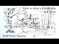 How to draw a farm house and birch trees 4x speed quick fun and easy with peter sheeler