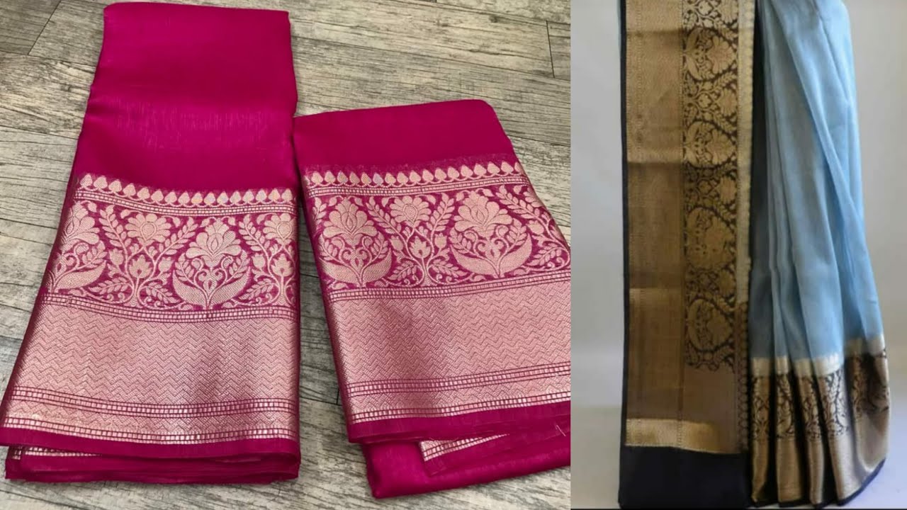 Banarasi Pure linen silk saree with running blouse order for WhatsApp number 9335302951 order now