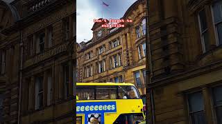 Bee Network Bus Meets Manchester Architecture 🐝 #ManchesterShorts #travel #wow #uk #explore