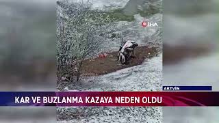 Artvi̇nde Ambulans Uçuruma Yuvarlandi