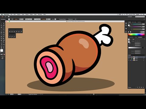 Tutorial Básico de Adobe Illustrator en Español. Para Principiantes - Dibujando Carne Kawaii