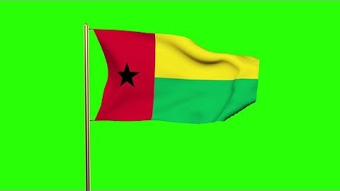 Guinea-Bissau Flag Waving In The Wind. Green Screen, Alpha Matte. Loopable Anima Stock Animation