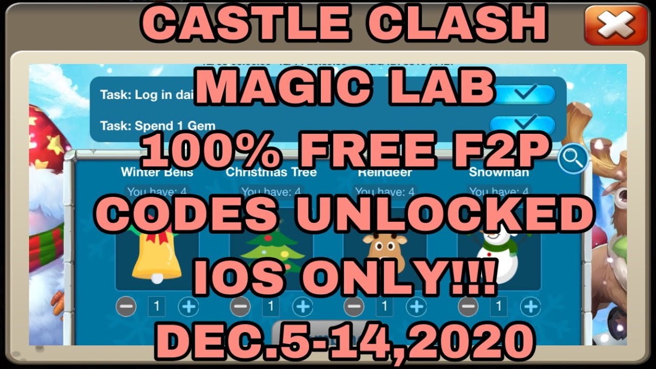 Castle Clash Magic Lab codes IOS SERVER only!!!
