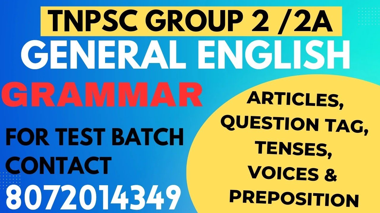 TNPSC GROUP 2 /2A | GENERAL ENGLISH - Grammar #tnpscgr2 # ...