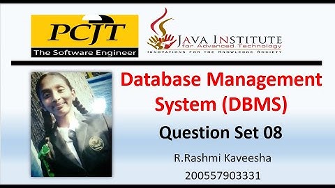Java Institute || Database Management System(DBMS) || Question Set 08