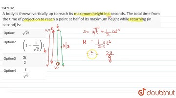 A body is thrown vertically up to reach its maximum height in t seconds.