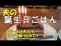 60代年金Vlog 夫の誕生日祝いの夕食です エリクラから振り込まれた分でケーキを買い 私の膵炎以来食卓にあげなかったステーキを夫にだけ奮発します お誕生日おめでとう 健康でいてくださいね 60代年金Vlog 夫の誕生日祝いの夕食です エリクラから振り込まれた分でケーキを買い 私の膵炎以来食卓にあげなかったステーキを夫にだけ奮発します お誕生日おめでとう 健康でいてくださいね