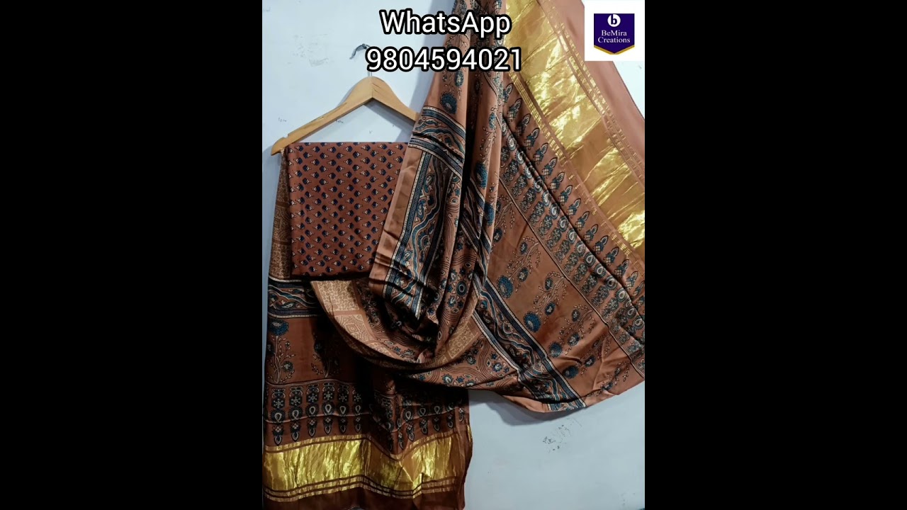 Ajrakh Modal Silk Top & Dupatta with Tissue Pallu 