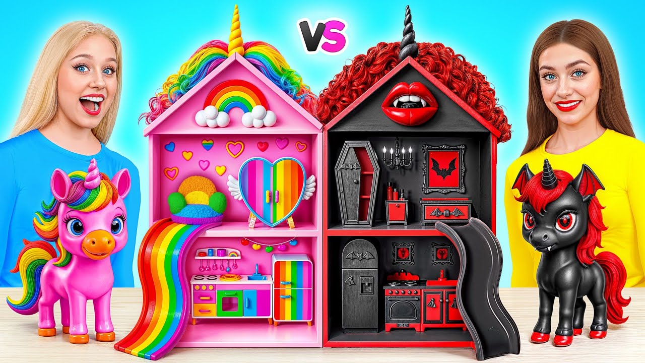 Строим Удивительный Кукольный Домик Радужное против Чёрного Челлендж | Война Пранков Multi DO Girls