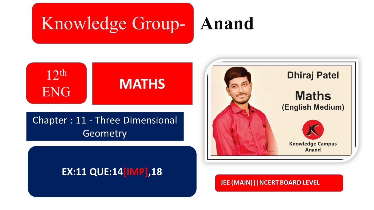 Class 12 Eng. Med. - Maths : Chapter : 11 - Three Dimensional Geometry