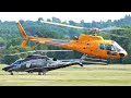Luxurious AgustaWestland AW109 & 2 Airbus Helicopters H125 takeoff at Redhill airport
