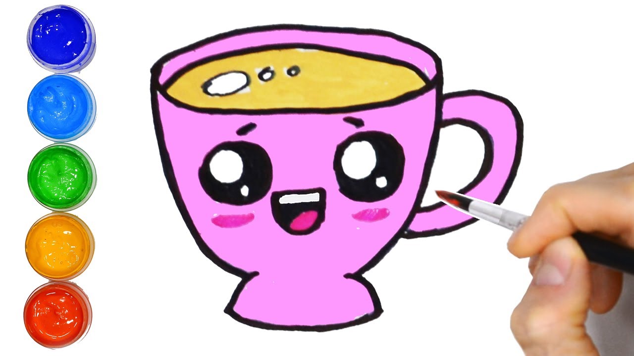 Cup Coloring and Drawing Glitter How to Draw Colors for kids