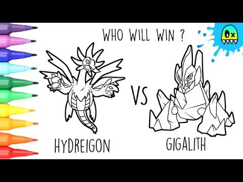 Pokemon Coloring Hydreigon vs Gigalith I Fun Coloring Videos For Kids