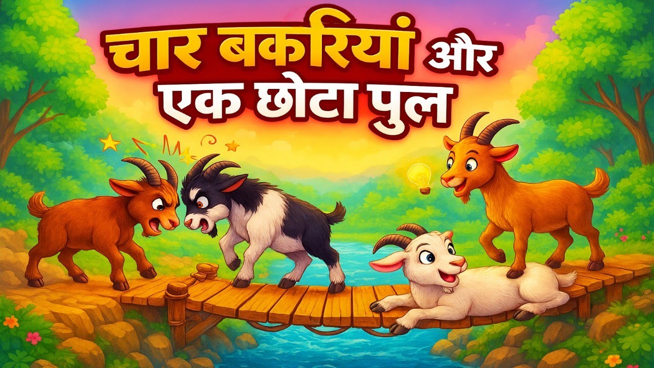 चार बकरियाँ और एक छोटा पुल | Silly aur Clever goats moral story in Hindi-TwinkleToonz–Hindi Stories