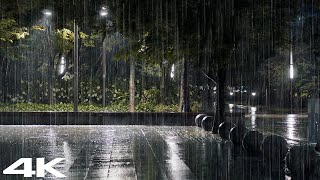 ฝนตกหนักและพายุฝนฟ้าคะนองในสวนสาธารณะตอนกลางคืน 99% ของคุณจะหลับอย่างรวดเร็ว
