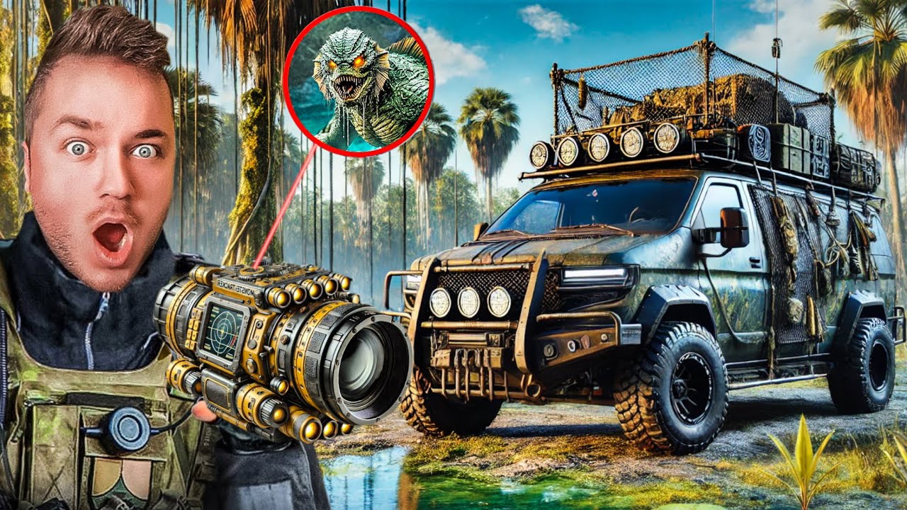 POND MONSTER HUNTING VAN ADVENTURE! TRACKING DOWN THE POND MONSTER! Box Fort (Cardboard Crafts)