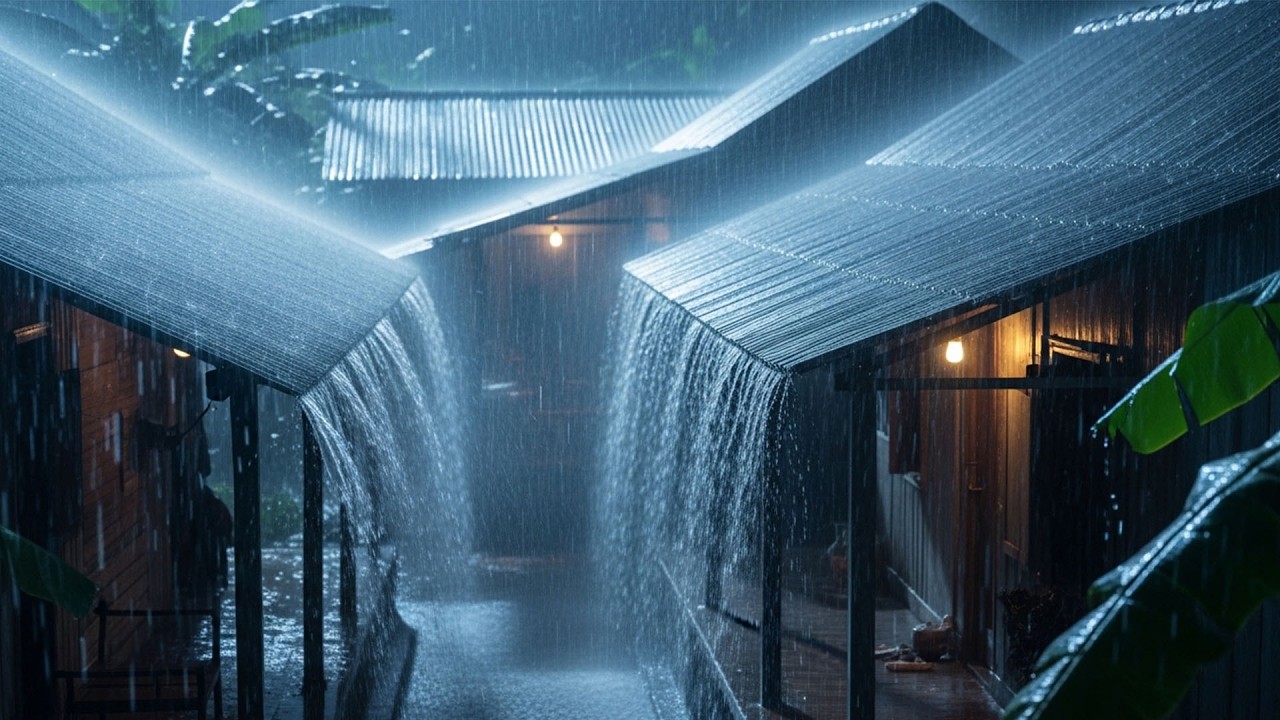 Rain Sounds for Sleeping - ASMR Torrential Rain on Tin Roof for Nighttime Anxiety Calm, No Ads